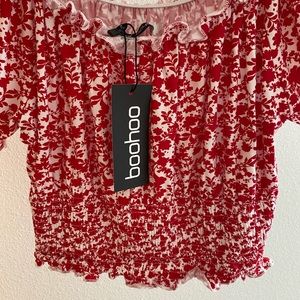 Boohoo off the shoulder floral top